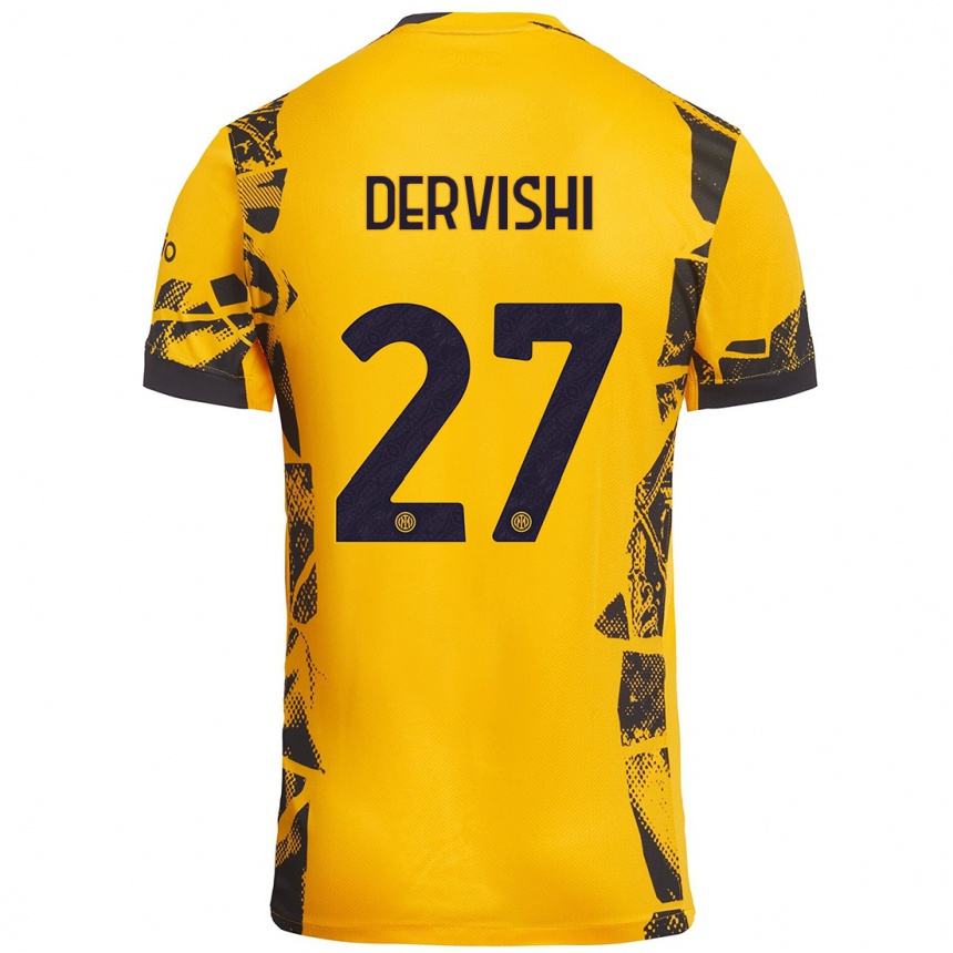 Niño Fútbol Camiseta Kristian Dervishi #27 Dorado Negro Equipación Tercera 2024/25 México