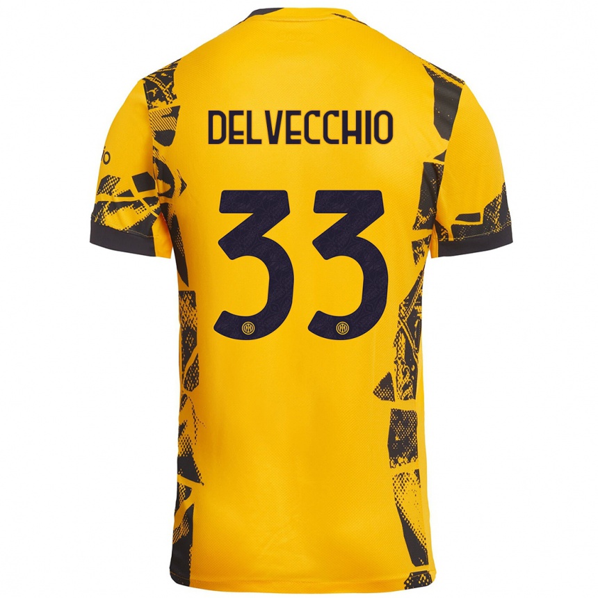 Niño Fútbol Camiseta Gabriele Delvecchio #33 Dorado Negro Equipación Tercera 2024/25 México