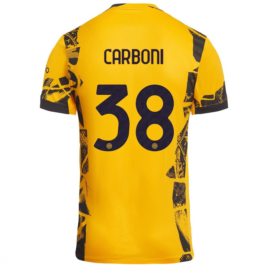 Niño Fútbol Camiseta Valentin Carboni #38 Dorado Negro Equipación Tercera 2024/25 México