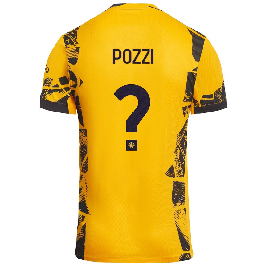 Niño Fútbol Camiseta Andrea Pozzi #0 Dorado Negro Equipación Tercera 2024/25 México