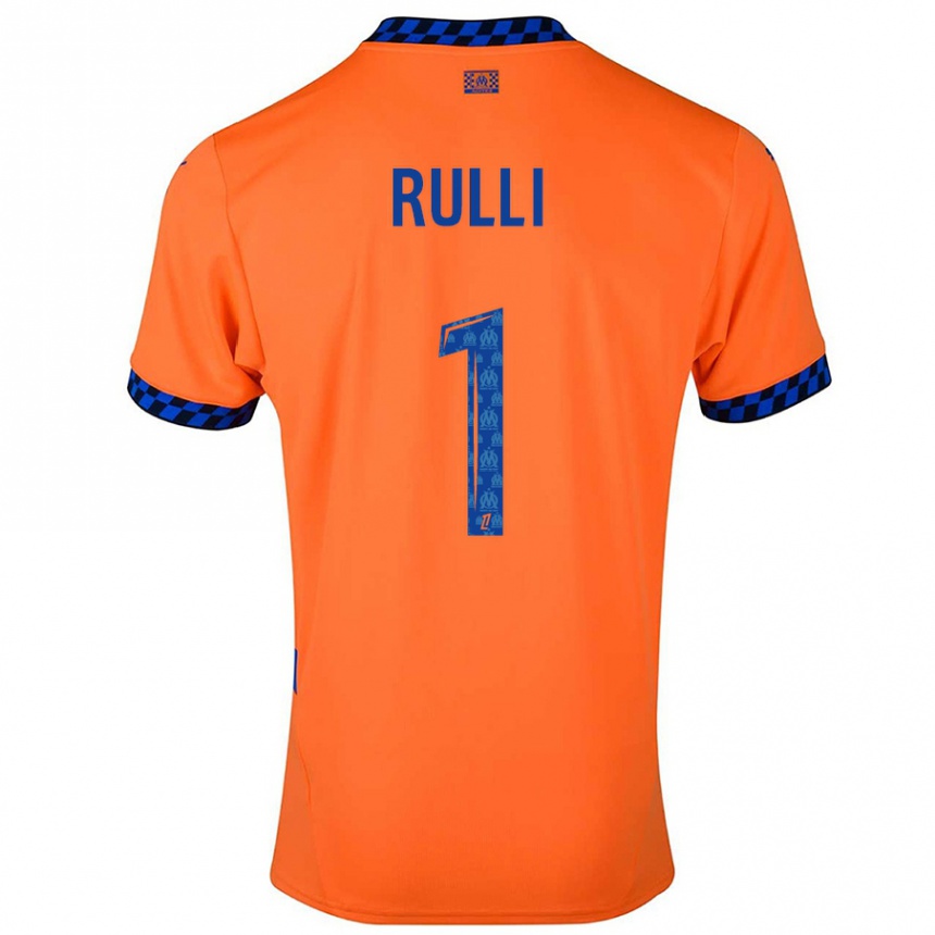 Niño Fútbol Camiseta Gerónimo Rulli #1 Naranja Azul Oscuro Equipación Tercera 2024/25 México