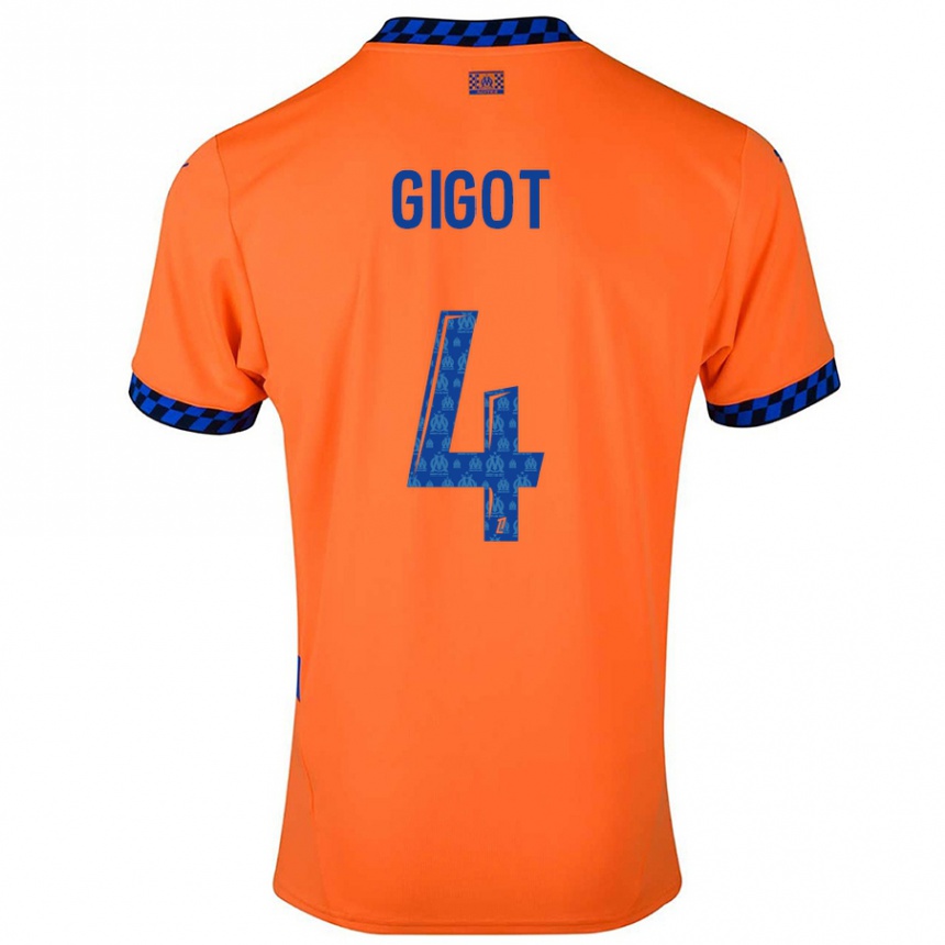 Niño Fútbol Camiseta Samuel Gigot #4 Naranja Azul Oscuro Equipación Tercera 2024/25 México