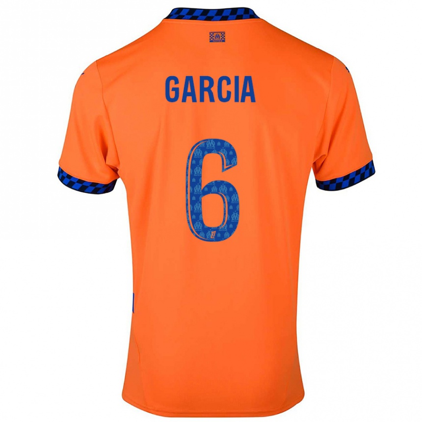 Niño Fútbol Camiseta Ulisses Garcia #6 Naranja Azul Oscuro Equipación Tercera 2024/25 México