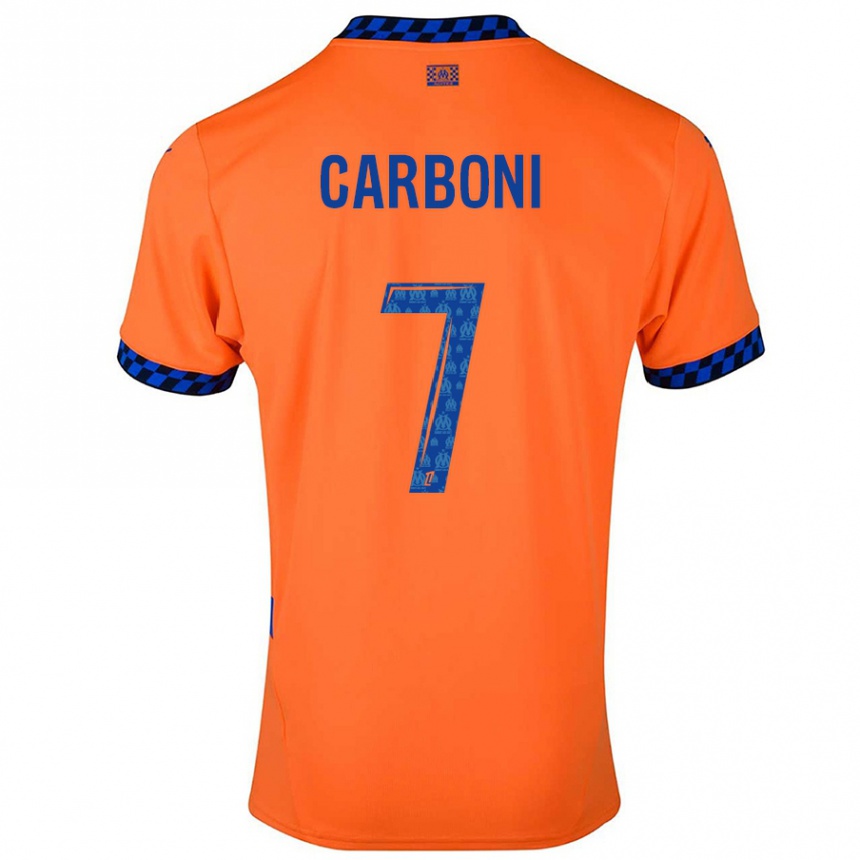 Niño Fútbol Camiseta Valentín Carboni #7 Naranja Azul Oscuro Equipación Tercera 2024/25 México