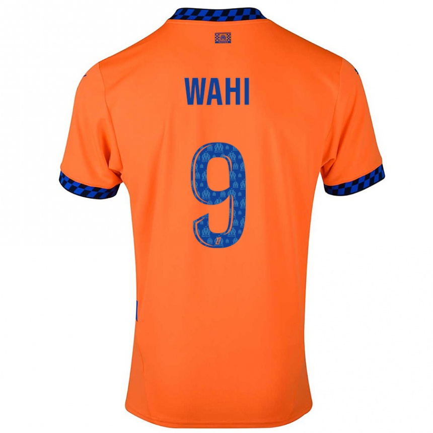 Niño Fútbol Camiseta Elye Wahi #9 Naranja Azul Oscuro Equipación Tercera 2024/25 México