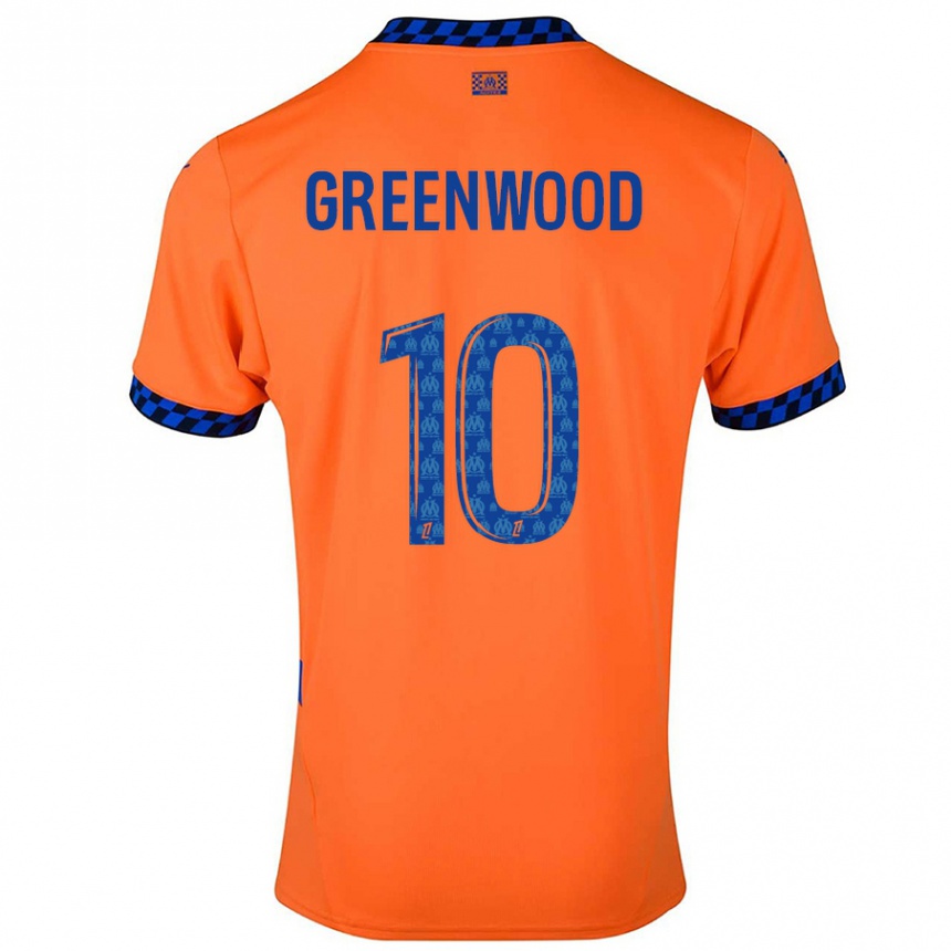 Niño Fútbol Camiseta Mason Greenwood #10 Naranja Azul Oscuro Equipación Tercera 2024/25 México