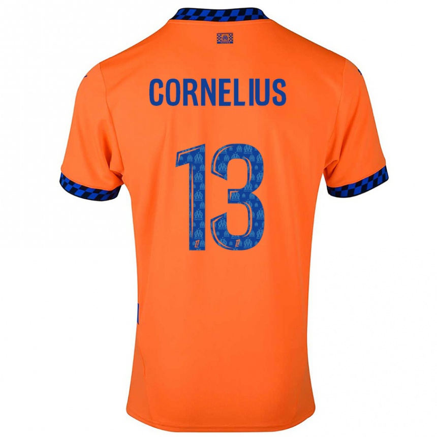 Niño Fútbol Camiseta Derek Cornelius #13 Naranja Azul Oscuro Equipación Tercera 2024/25 México