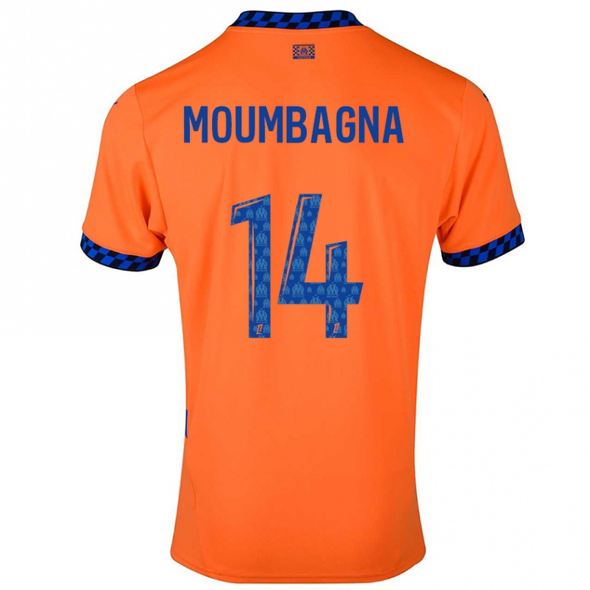 Niño Fútbol Camiseta Faris Moumbagna #14 Naranja Azul Oscuro Equipación Tercera 2024/25 México