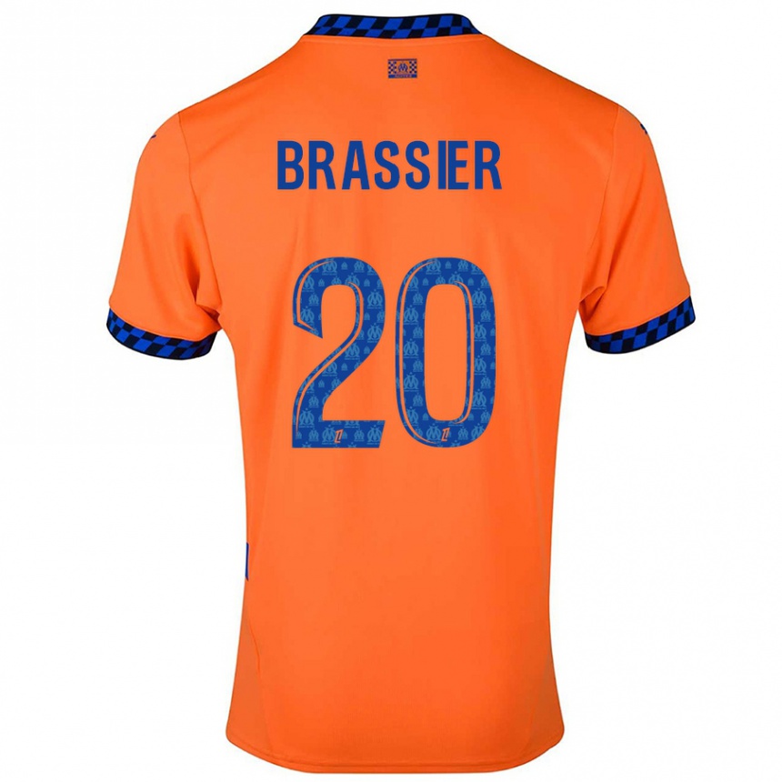 Niño Fútbol Camiseta Lilian Brassier #20 Naranja Azul Oscuro Equipación Tercera 2024/25 México