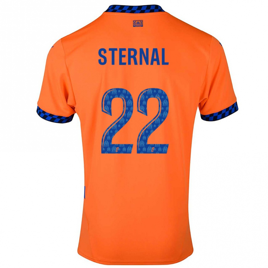 Niño Fútbol Camiseta Enzo Sternal #22 Naranja Azul Oscuro Equipación Tercera 2024/25 México