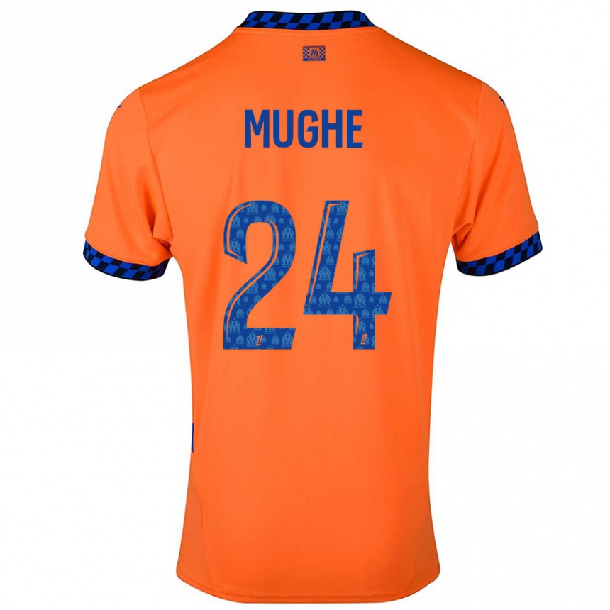 Niño Fútbol Camiseta François Mughe #24 Naranja Azul Oscuro Equipación Tercera 2024/25 México