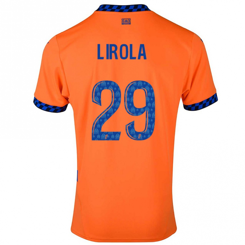 Niño Fútbol Camiseta Pol Lirola #29 Naranja Azul Oscuro Equipación Tercera 2024/25 México