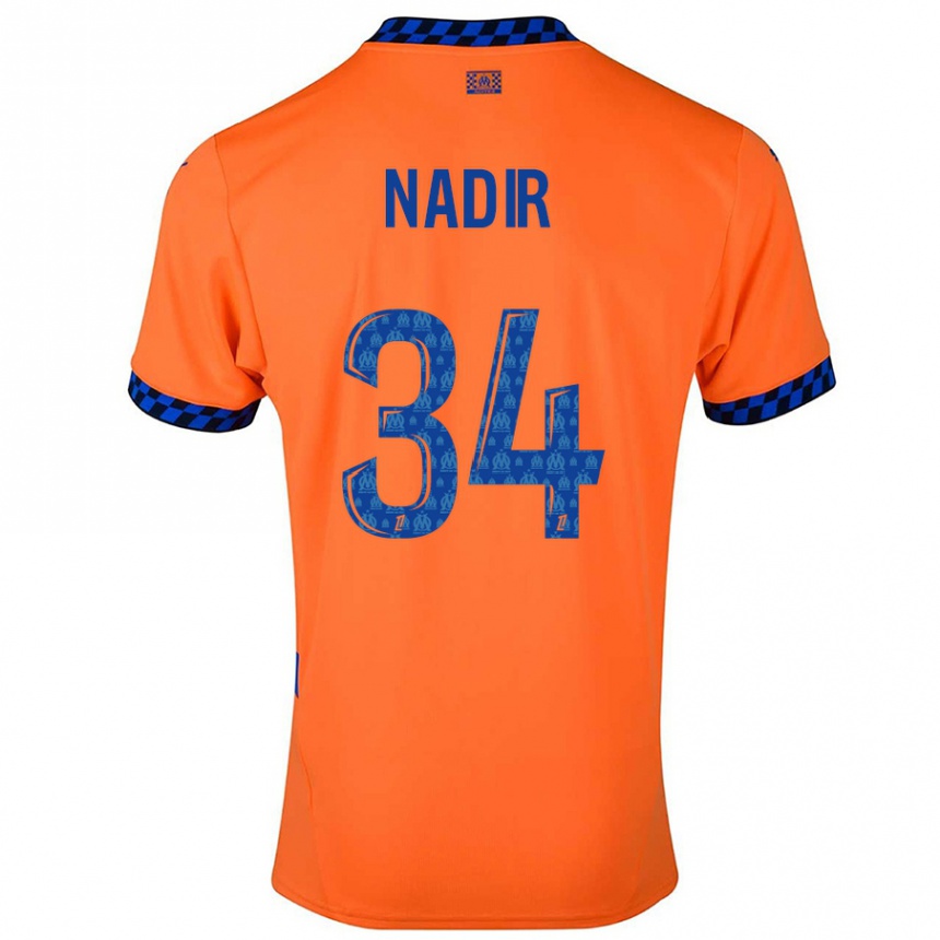 Niño Fútbol Camiseta Bilal Nadir #34 Naranja Azul Oscuro Equipación Tercera 2024/25 México