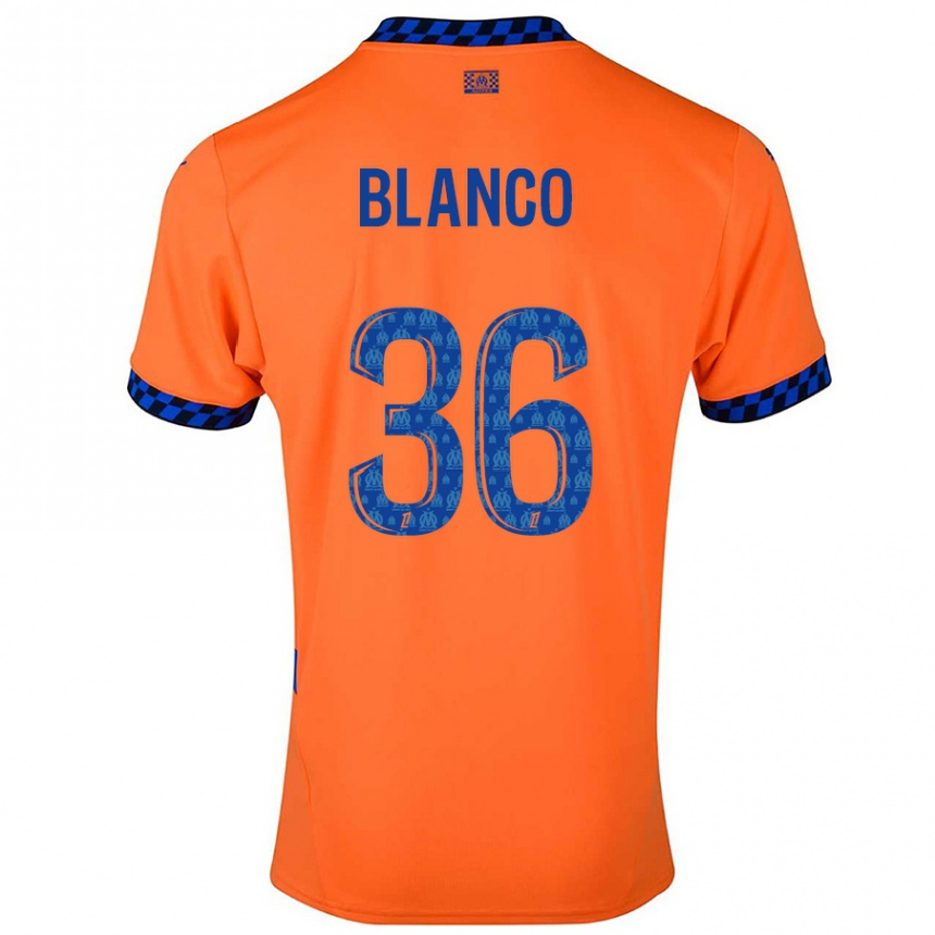 Niño Fútbol Camiseta Ruben Blanco #36 Naranja Azul Oscuro Equipación Tercera 2024/25 México