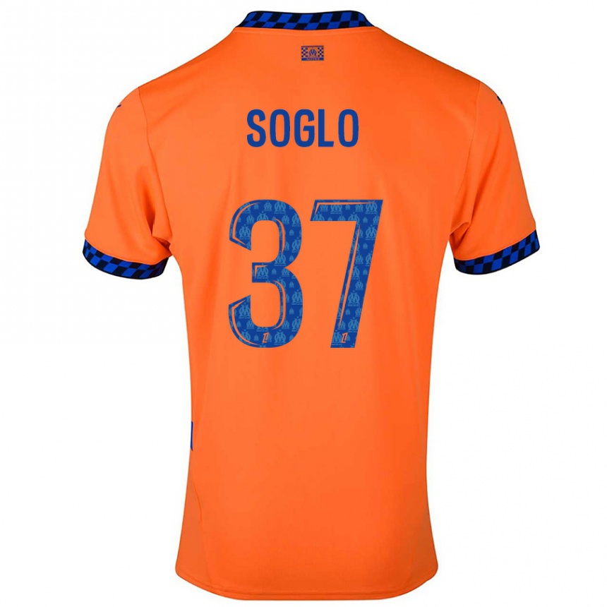 Niño Fútbol Camiseta Emran Soglo #37 Naranja Azul Oscuro Equipación Tercera 2024/25 México