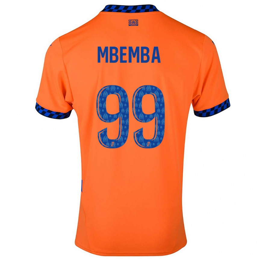 Niño Fútbol Camiseta Chancel Mbemba #99 Naranja Azul Oscuro Equipación Tercera 2024/25 México