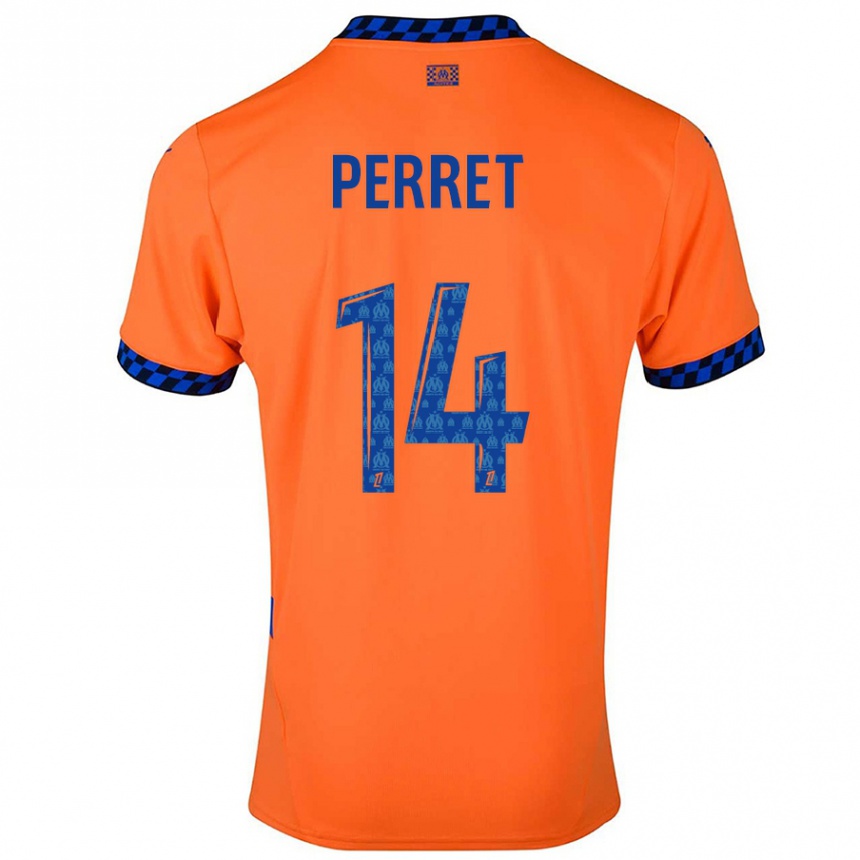 Niño Fútbol Camiseta Jenny Perret #14 Naranja Azul Oscuro Equipación Tercera 2024/25 México