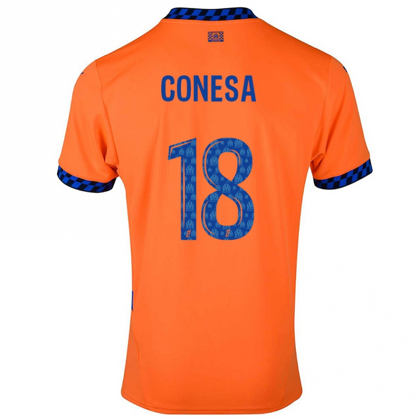 Niño Fútbol Camiseta Anna Conesa #18 Naranja Azul Oscuro Equipación Tercera 2024/25 México