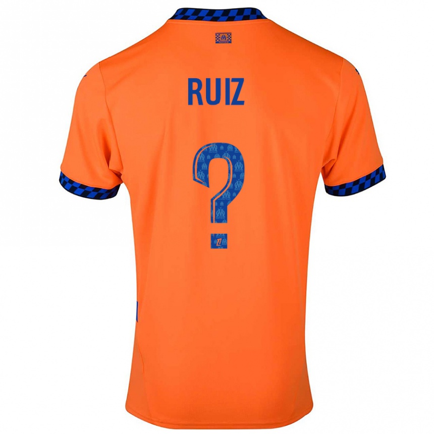 Niño Fútbol Camiseta Pedro Ruiz #0 Naranja Azul Oscuro Equipación Tercera 2024/25 México