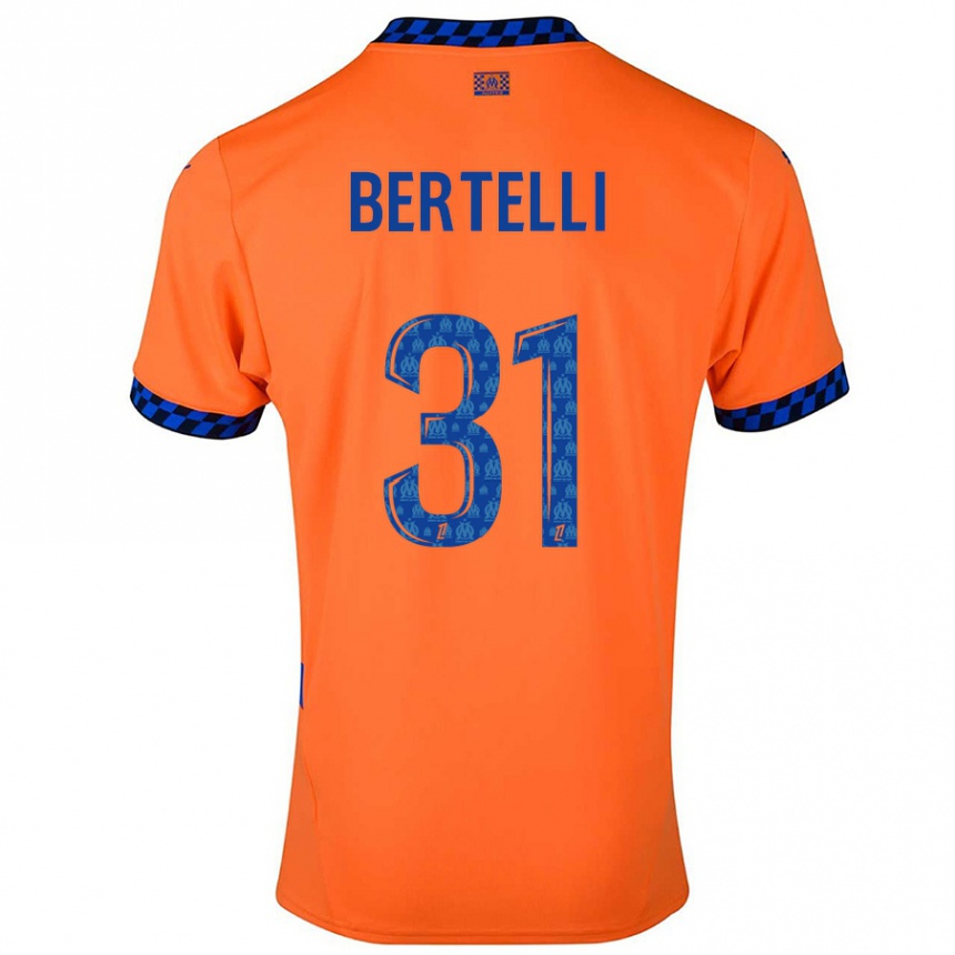 Niño Fútbol Camiseta Ugo Bertelli #31 Naranja Azul Oscuro Equipación Tercera 2024/25 México