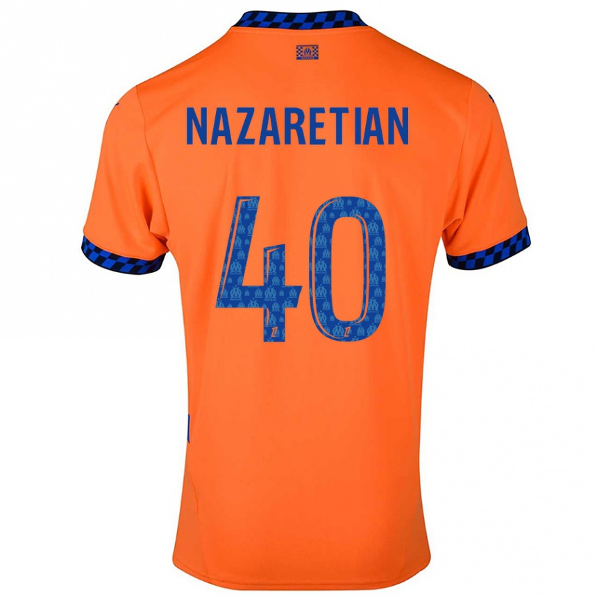 Niño Fútbol Camiseta Manuel Nazaretian #40 Naranja Azul Oscuro Equipación Tercera 2024/25 México