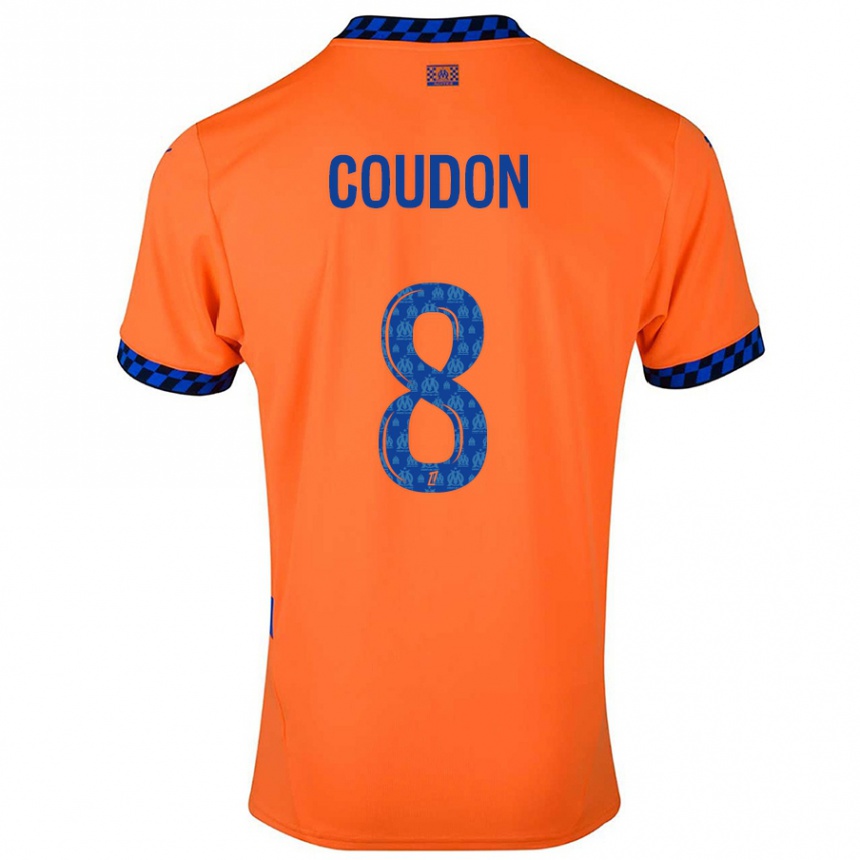 Niño Fútbol Camiseta Marine Coudon #8 Naranja Azul Oscuro Equipación Tercera 2024/25 México