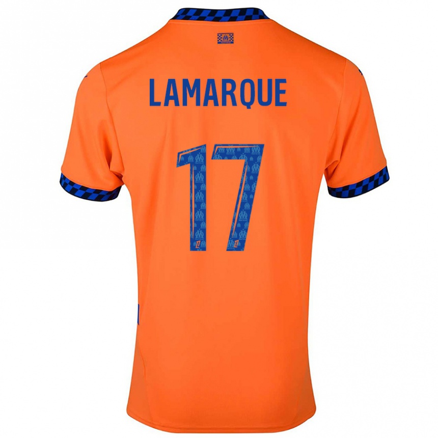 Niño Fútbol Camiseta Alais Lamarque #17 Naranja Azul Oscuro Equipación Tercera 2024/25 México