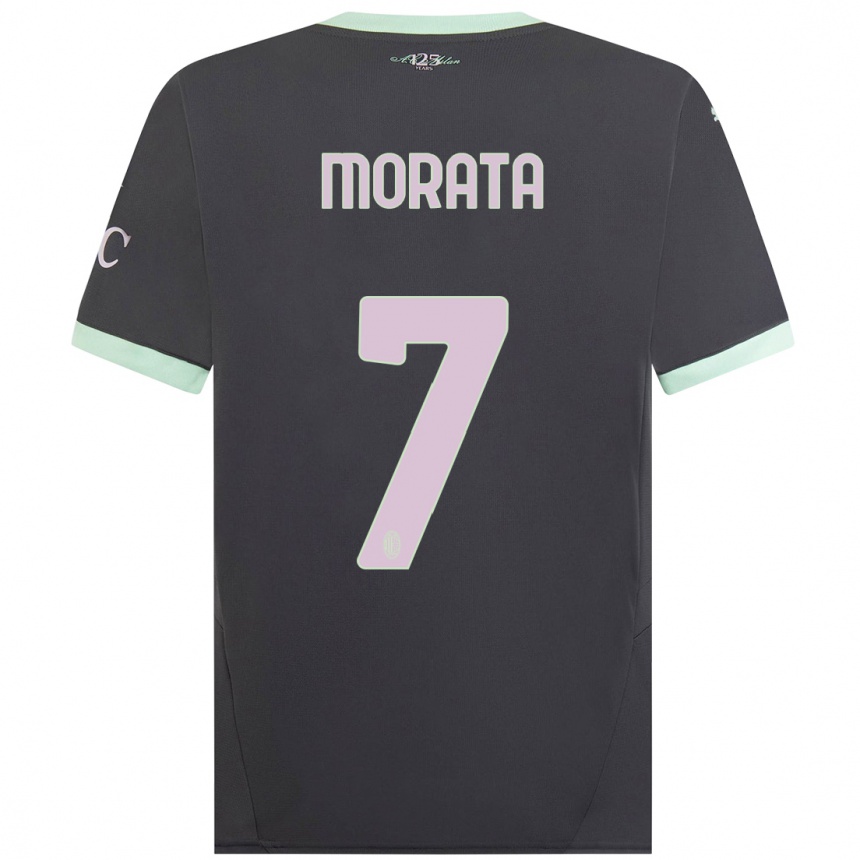 Niño Fútbol Camiseta Alvaro Morata #7 Gris Equipación Tercera 2024/25 México