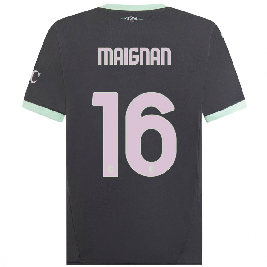 Niño Fútbol Camiseta Mike Maignan #16 Gris Equipación Tercera 2024/25 México