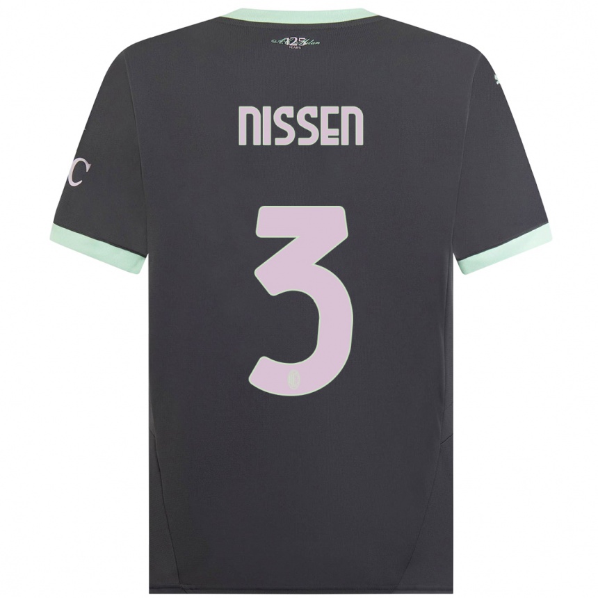 Niño Fútbol Camiseta Fredrik Nissen #3 Gris Equipación Tercera 2024/25 México