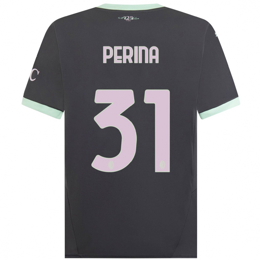 Niño Fútbol Camiseta Gioele Perina #31 Gris Equipación Tercera 2024/25 México