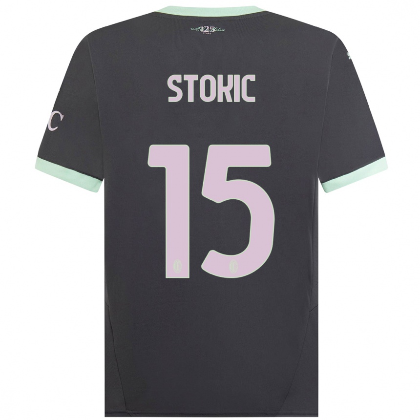 Niño Fútbol Camiseta Sara Stokić #15 Gris Equipación Tercera 2024/25 México