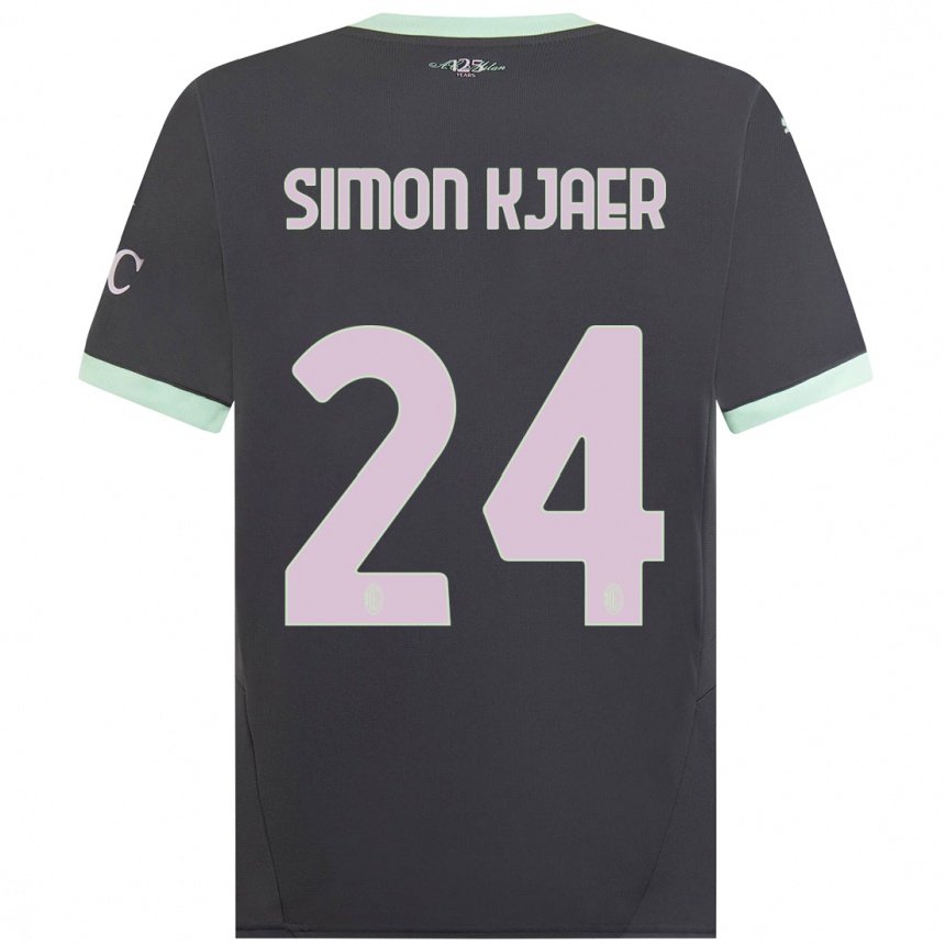 Niño Fútbol Camiseta Simon Kjaer #24 Gris Equipación Tercera 2024/25 México