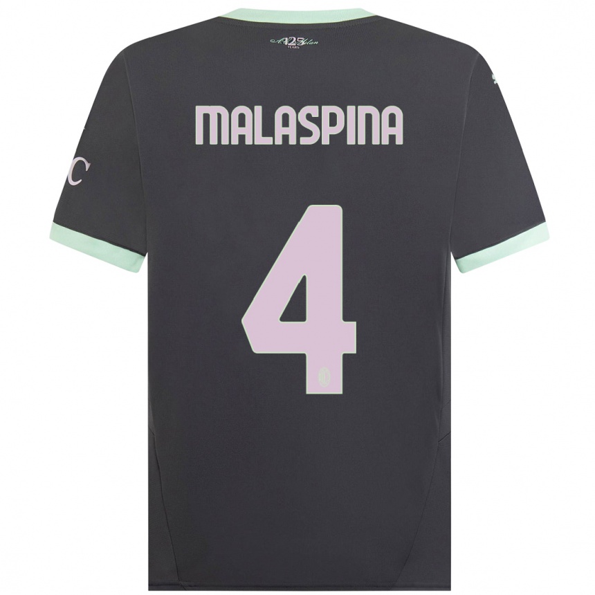 Niño Fútbol Camiseta Mattia Malaspina #4 Gris Equipación Tercera 2024/25 México