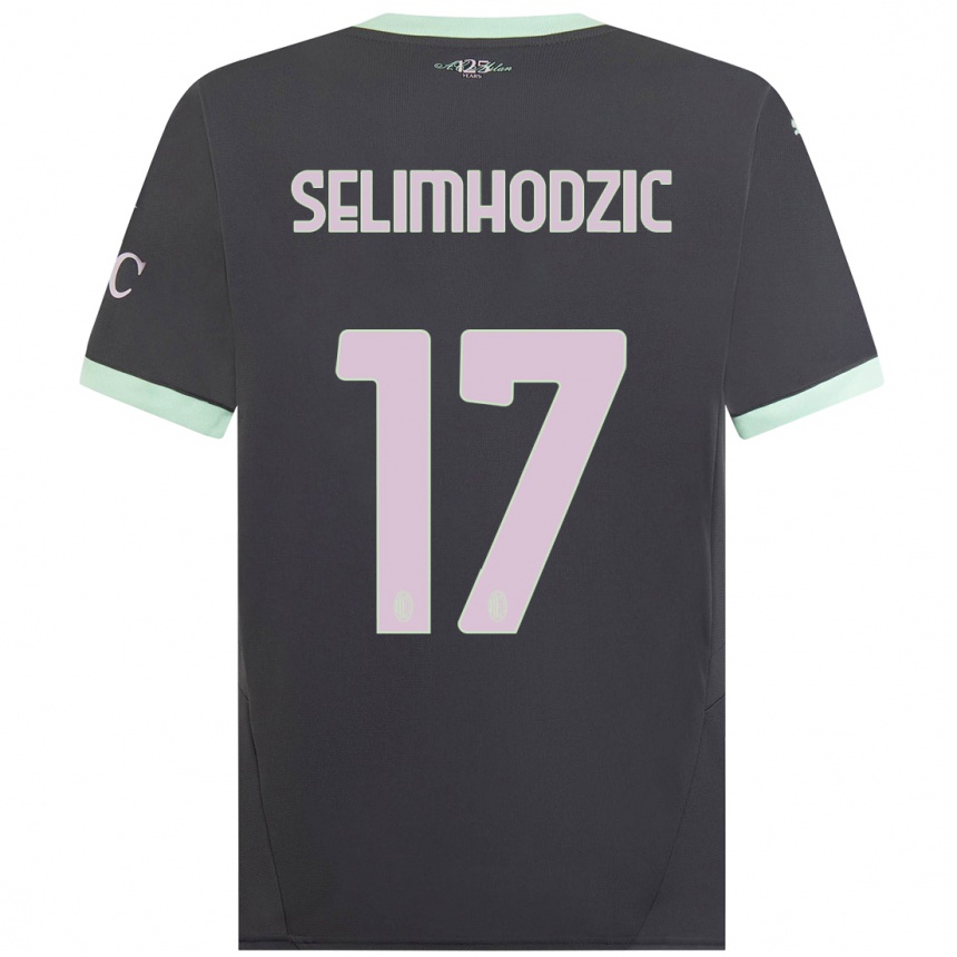 Niño Fútbol Camiseta Noa Selimhodzic #17 Gris Equipación Tercera 2024/25 México