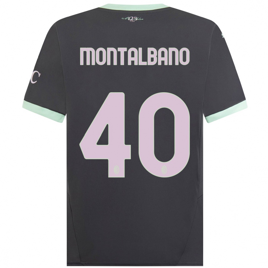 Niño Fútbol Camiseta Nicolo Montalbano #40 Gris Equipación Tercera 2024/25 México