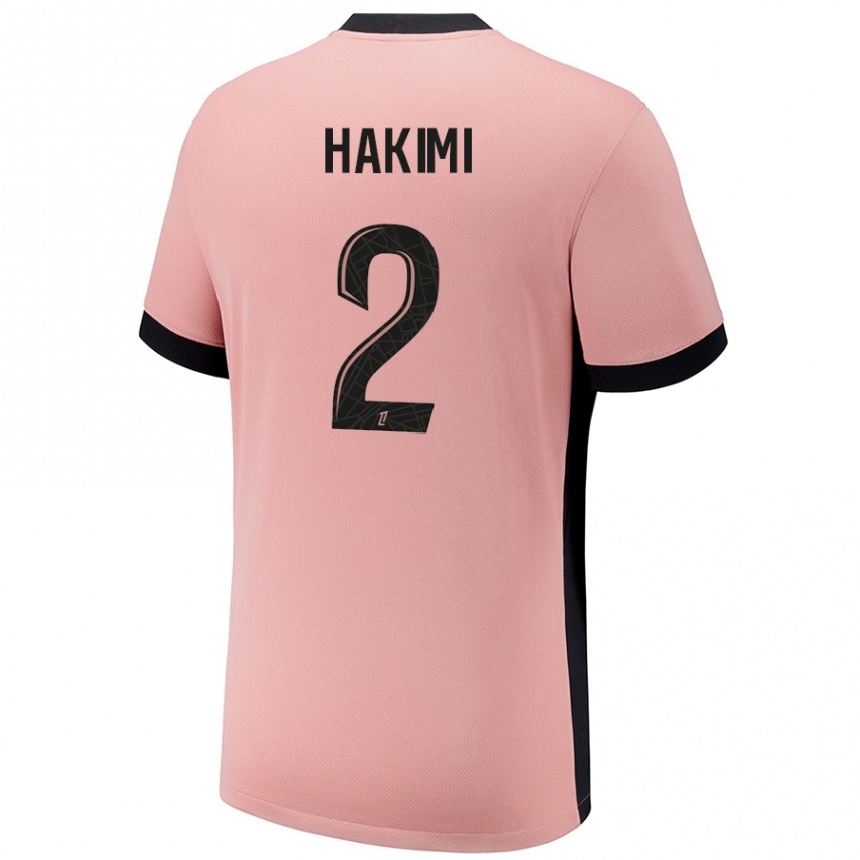 Niño Fútbol Camiseta Achraf Hakimi #2 Rosa Óxido Equipación Tercera 2024/25 México