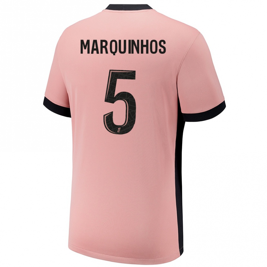 Niño Fútbol Camiseta Marquinhos #5 Rosa Óxido Equipación Tercera 2024/25 México