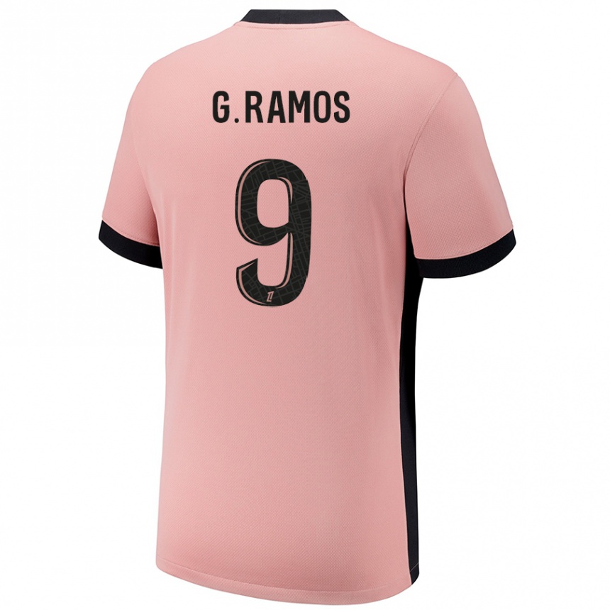 Niño Fútbol Camiseta Gonçalo Ramos #9 Rosa Óxido Equipación Tercera 2024/25 México