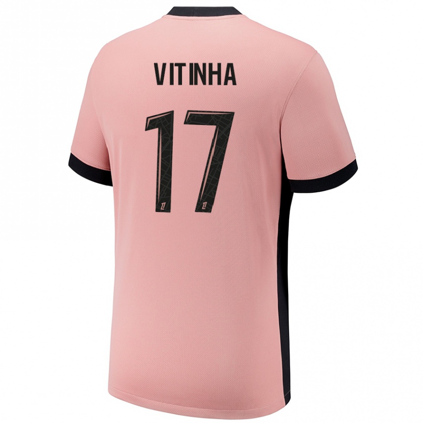 Niño Fútbol Camiseta Vitinha #17 Rosa Óxido Equipación Tercera 2024/25 México