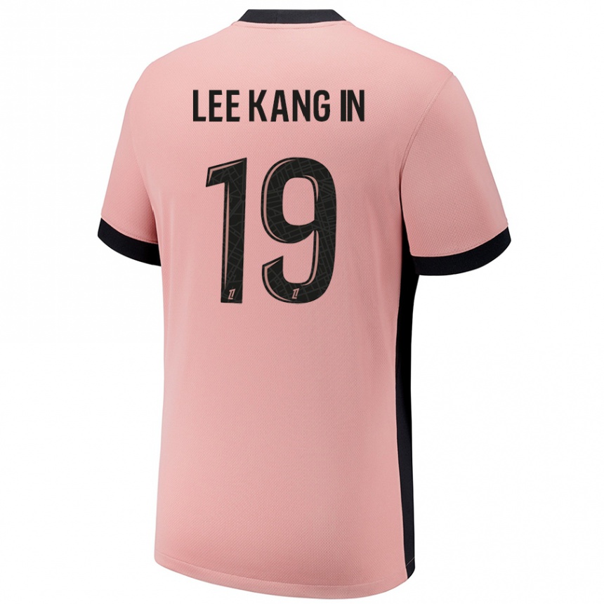 Niño Fútbol Camiseta Kang-In Lee #19 Rosa Óxido Equipación Tercera 2024/25 México