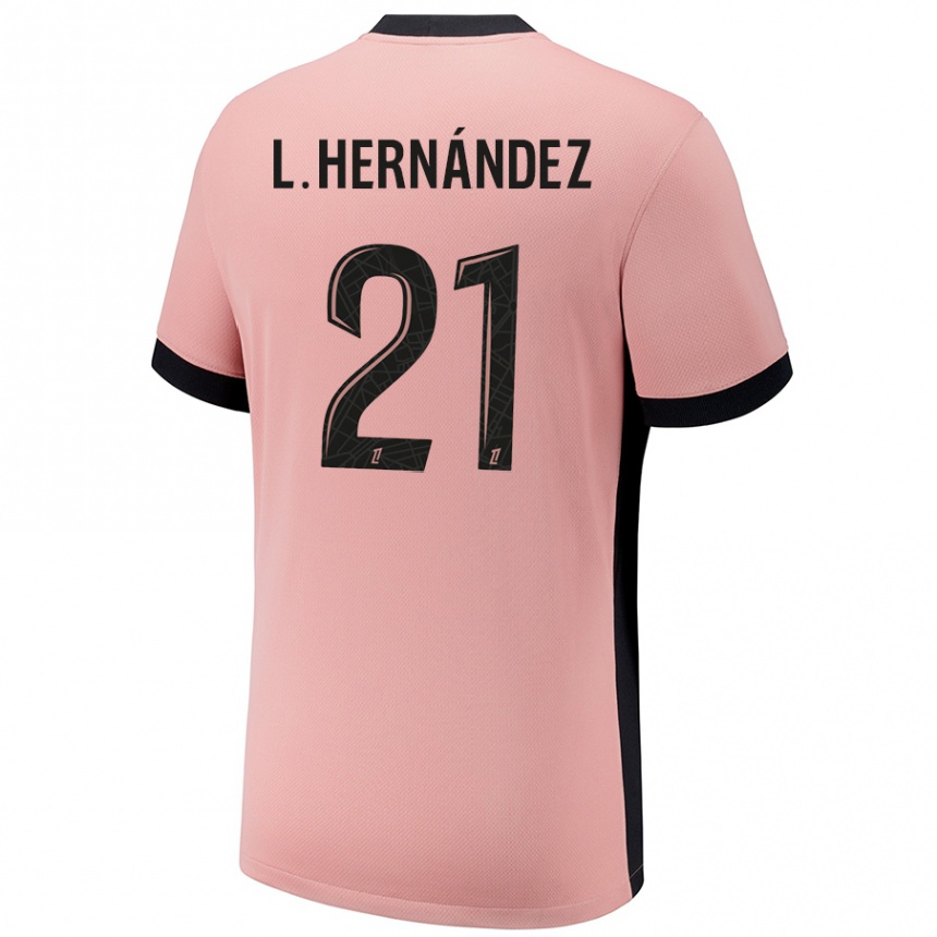 Niño Fútbol Camiseta Lucas Hernandez #21 Rosa Óxido Equipación Tercera 2024/25 México