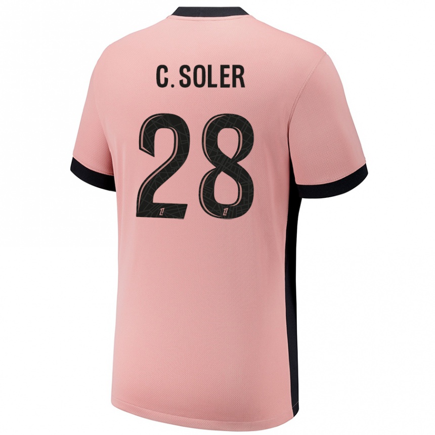 Niño Fútbol Camiseta Carlos Soler #28 Rosa Óxido Equipación Tercera 2024/25 México