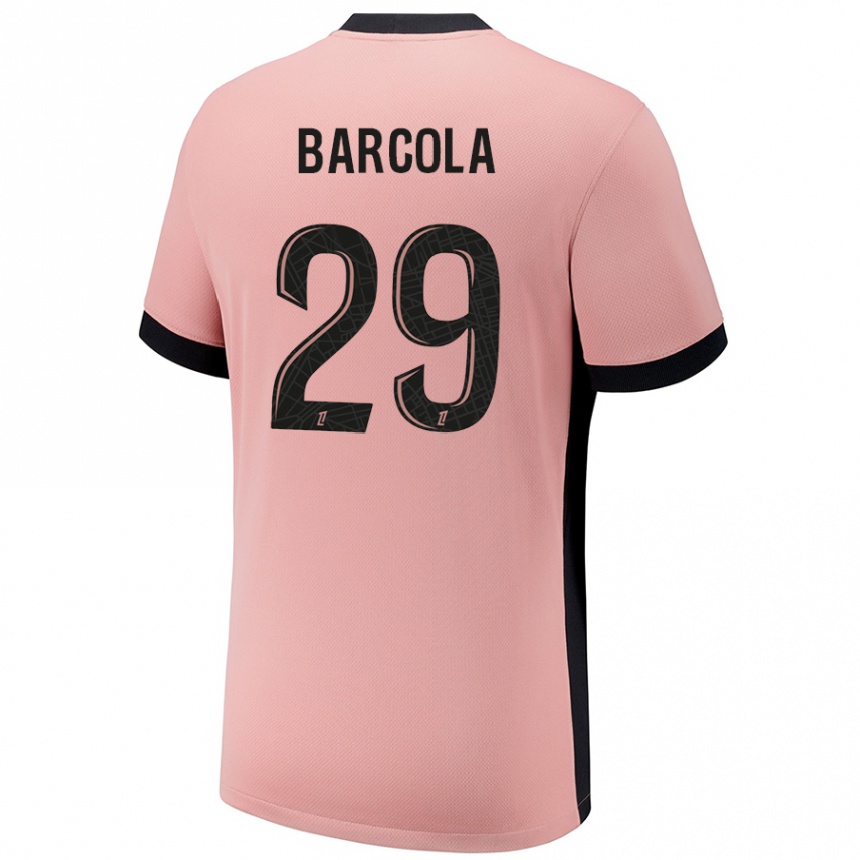 Niño Fútbol Camiseta Bradley Barcola #29 Rosa Óxido Equipación Tercera 2024/25 México