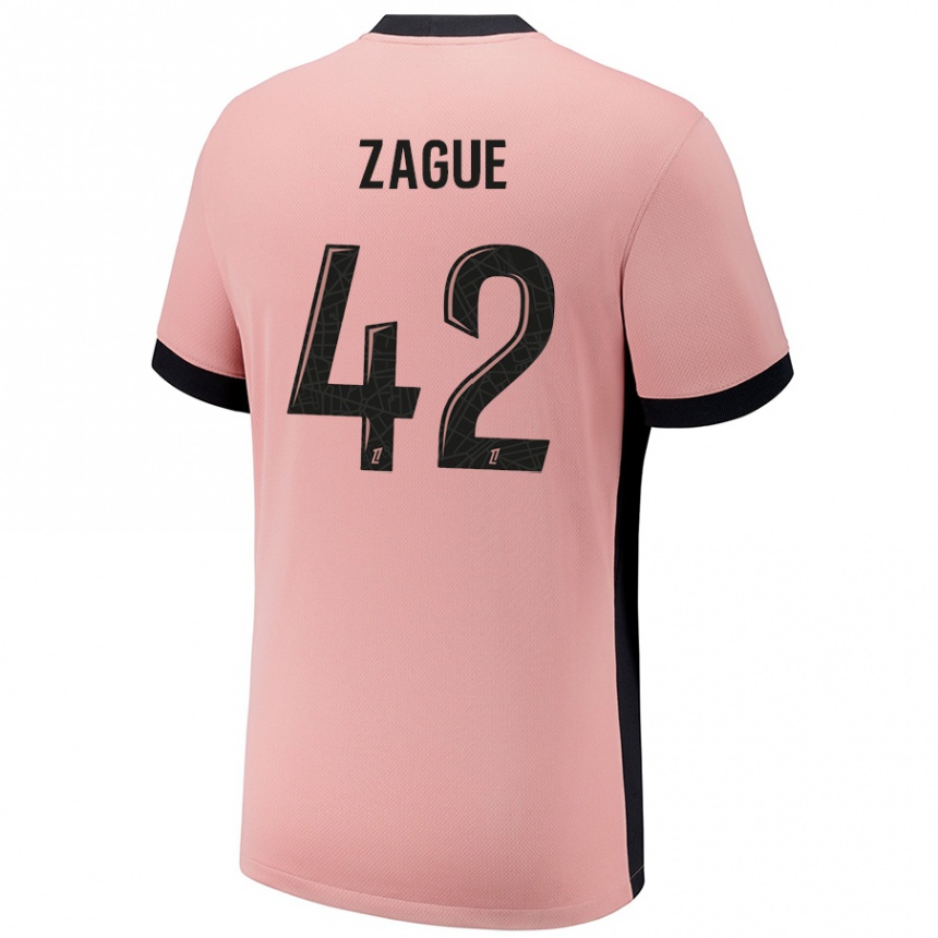 Niño Fútbol Camiseta Yoram Zague #42 Rosa Óxido Equipación Tercera 2024/25 México