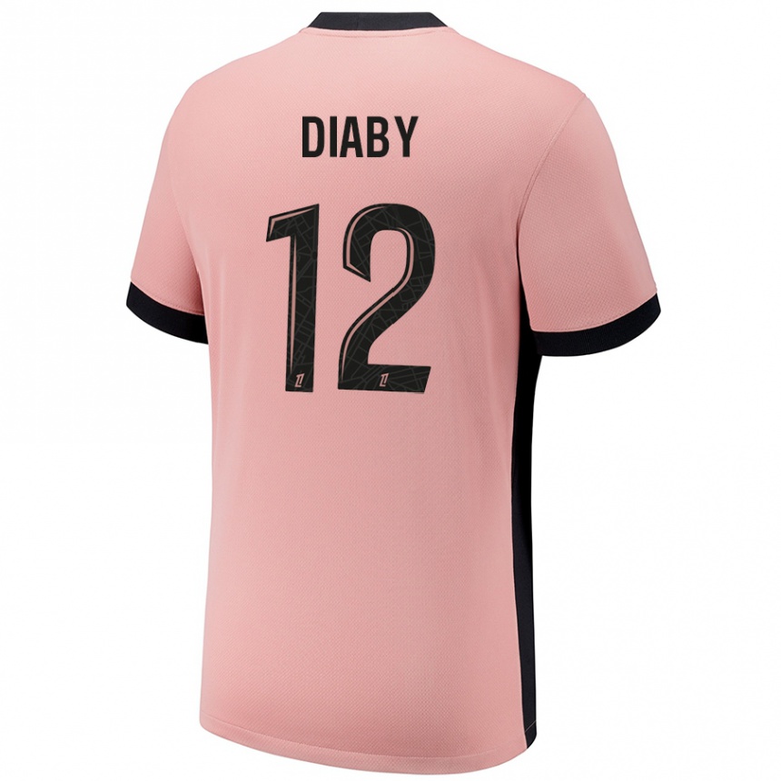 Niño Fútbol Camiseta Ibrahima Diaby #12 Rosa Óxido Equipación Tercera 2024/25 México