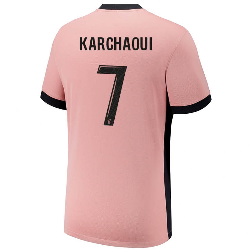 Niño Fútbol Camiseta Sakina Karchaoui #7 Rosa Óxido Equipación Tercera 2024/25 México