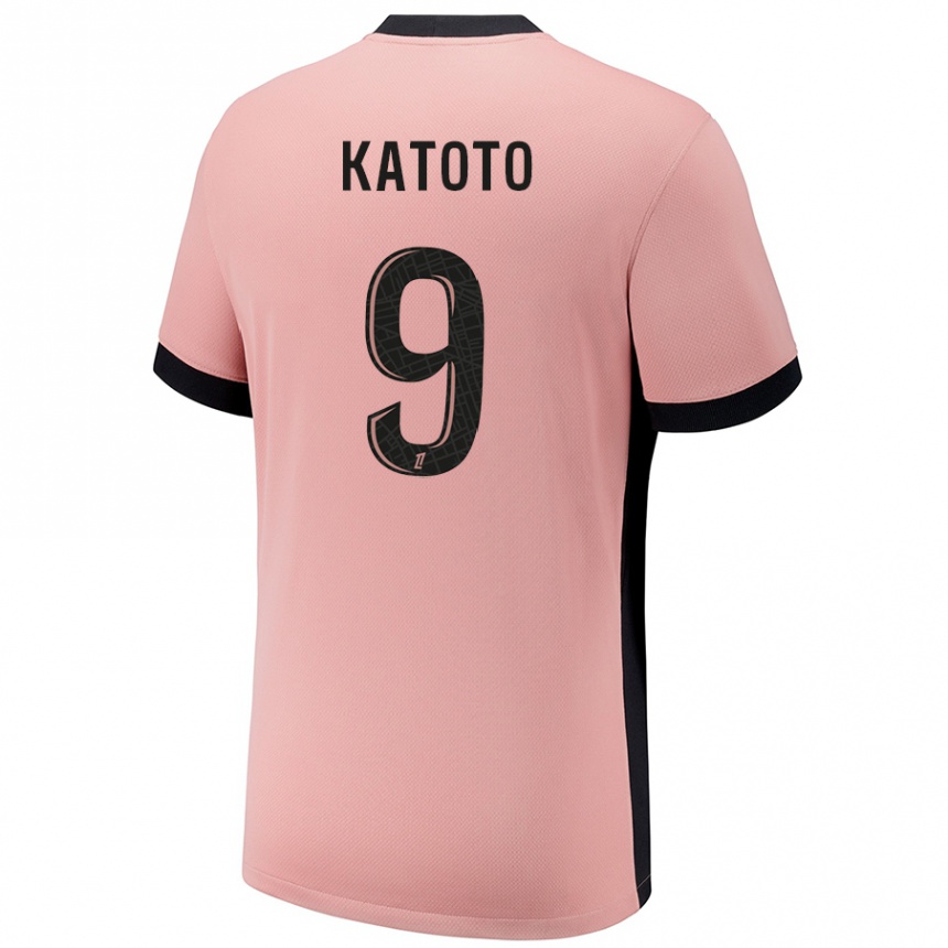 Niño Fútbol Camiseta Marie-Antoinette Katoto #9 Rosa Óxido Equipación Tercera 2024/25 México