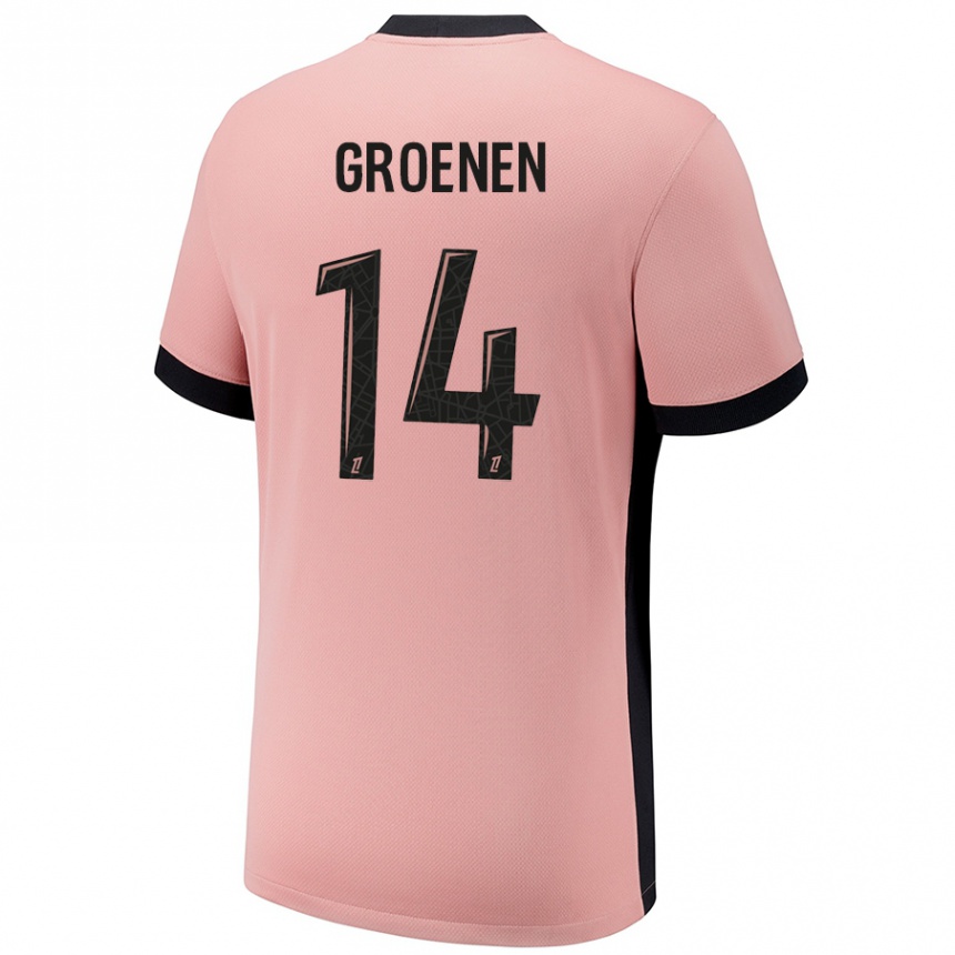 Niño Fútbol Camiseta Jackie Groenen #14 Rosa Óxido Equipación Tercera 2024/25 México