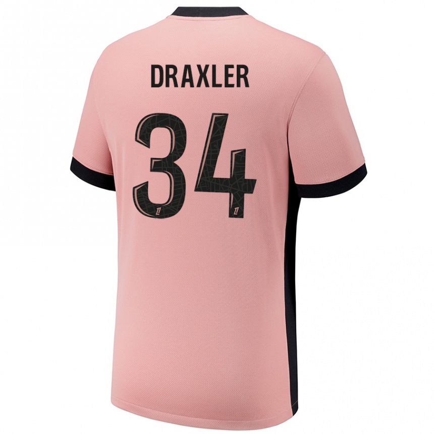 Niño Fútbol Camiseta Julian Draxler #34 Rosa Óxido Equipación Tercera 2024/25 México